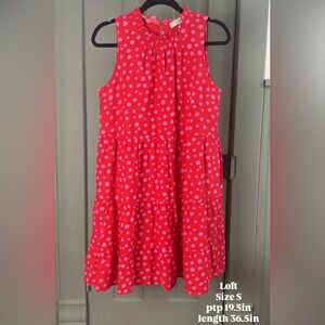 Polka Dot Sleevele Dress - Red and Pink